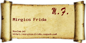 Mirgics Frida névjegykártya